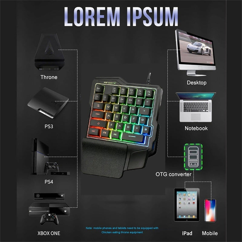 Teclado De Una Mano Teclados Rgb Usb Teclados Mecanico Gamer