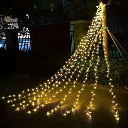 Luces Cascada Arbol Navidad Guirnalda Luz Navidad Solar Led