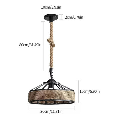 Lampara Colgante O Sobrepuesta 30cm Cañamo Rustica Vintage