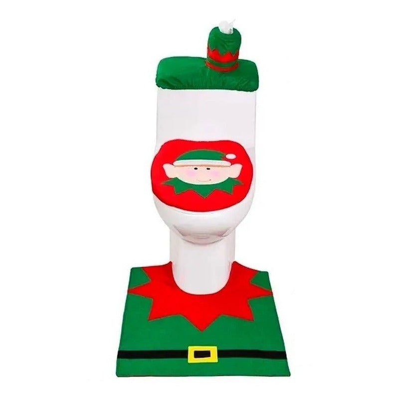 Set Fundas Baño Decoracion Cosas De Navidad Viejito Pascuero