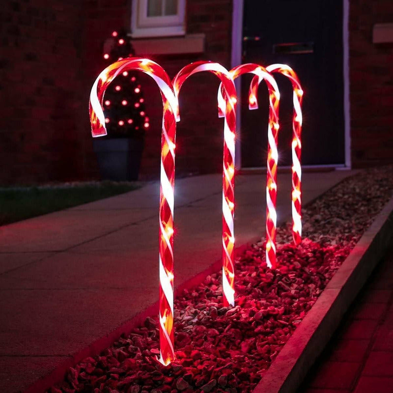 Luces Decorativas 20 Unidades Solares Navidenas Bastones Navideños Luces Led Decoracion Navideña Luces Solares Navidad Bastones Adornos Qatarshop