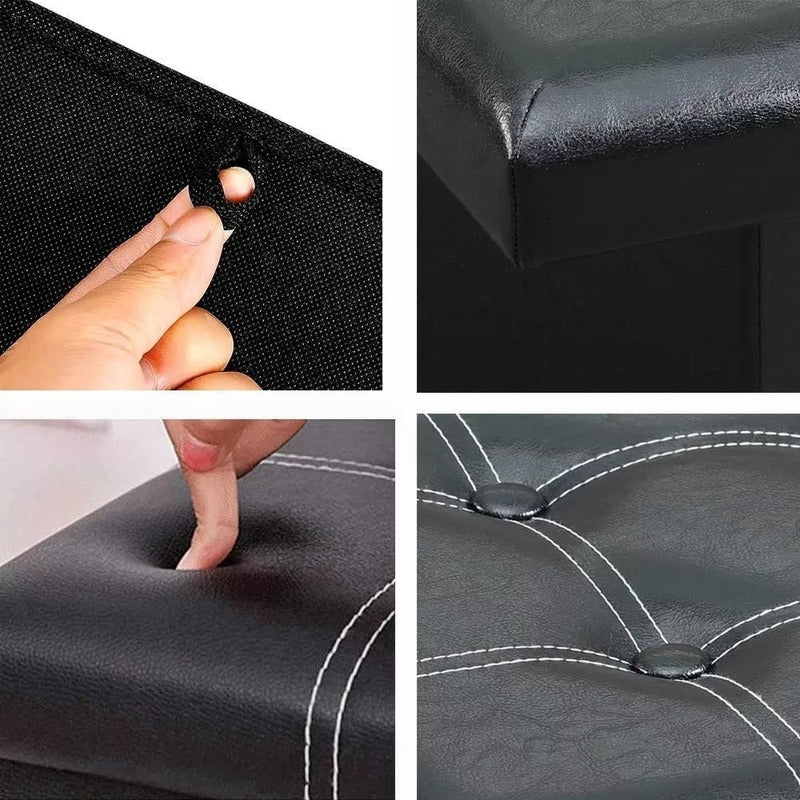 Banqueta Baul Puff Organizador Negro 38x38 Sofa Puff Asiento Plegable Baul Organizador Pouf Sillon Taburete  Pouf Plegable Qatarshop  Puff Silla Asiento Organizador Plegable