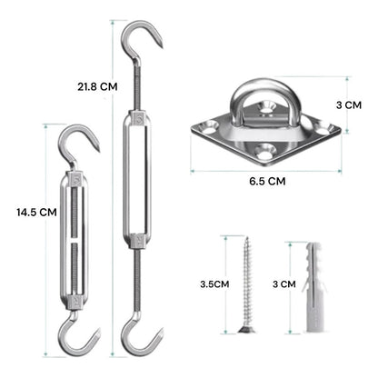 X6 Kit Anclaje Toldo Vela Tarugo Tensores Sujetadores Rombo