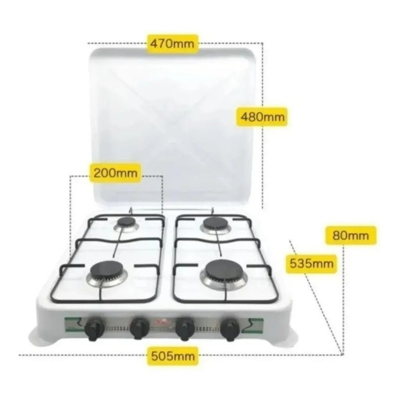 Cocina Encimera A Gas C/ Tapa Encimera A Gas 4 Quemadores