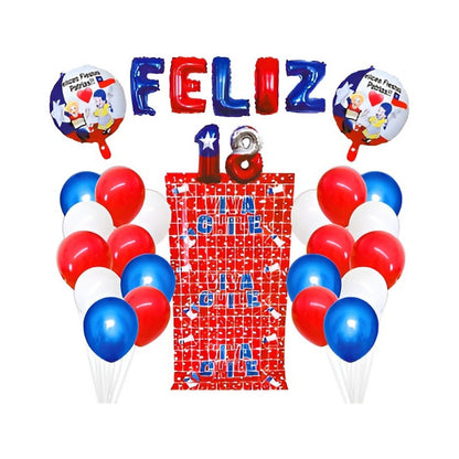 Set Globos Metalizados Decoracion Fiestas Patrias Feliz 18