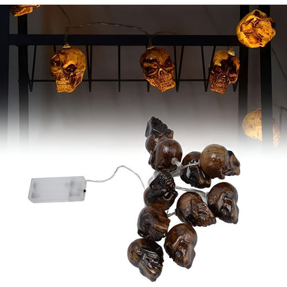 Pack X3 Calaveras De Halloween Luz Led Guirnalda Luces 2m