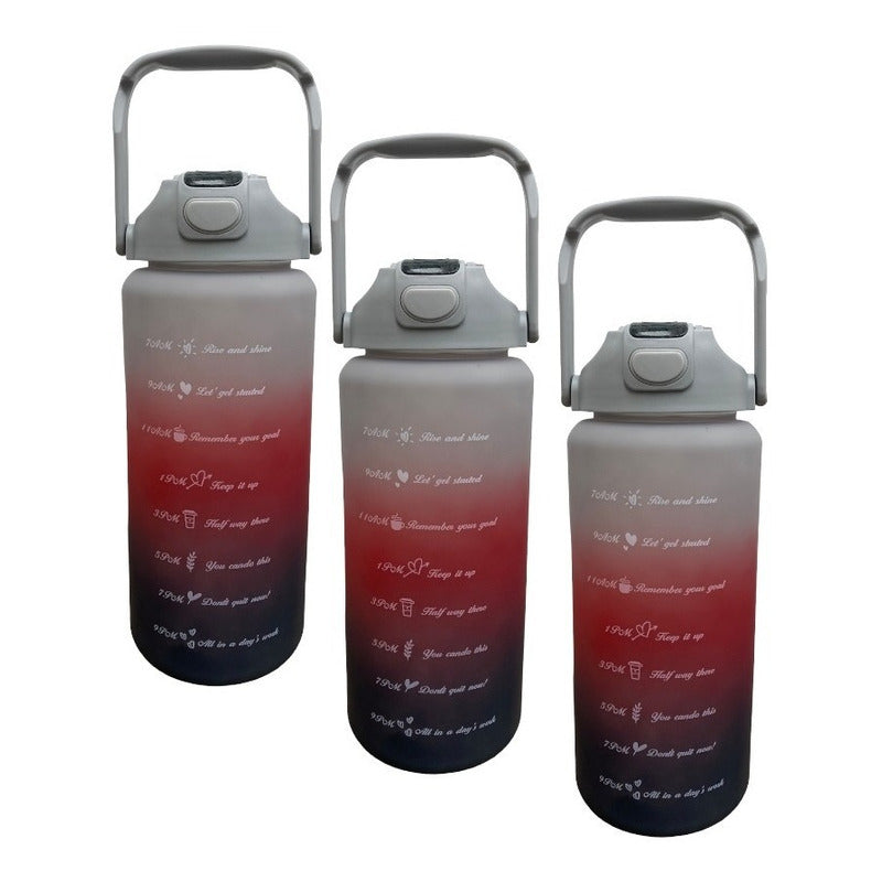 X3 Botella Deportiva Termo Agua 2 Lt Botellas Motivacionales