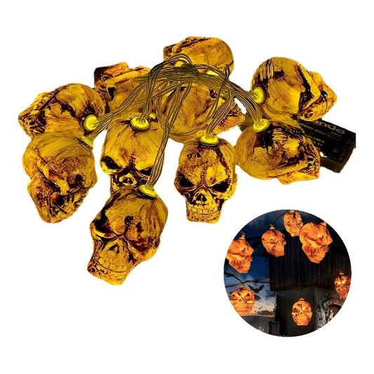 Calaveras De Halloween Luz Led Guirnalda Luces Exterior 2m