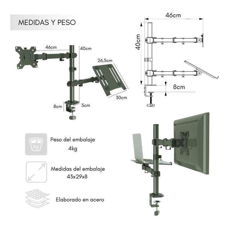 Soporte Individual  10-32 Stand Monitor Soporte Base Monitor