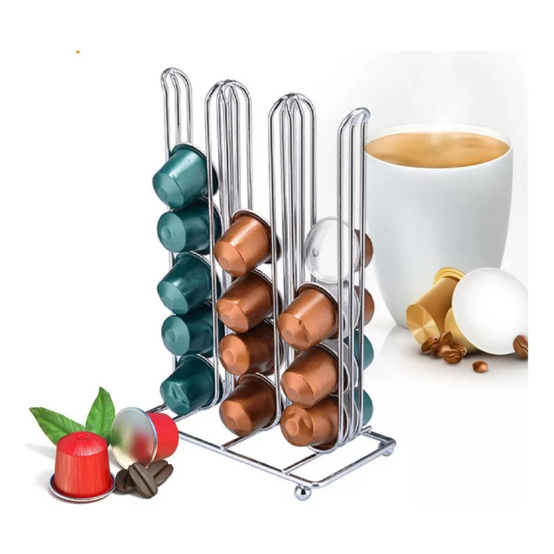 Soporte Porta Capsulas Nespresso X42 Metalico Vertical Color Plateado