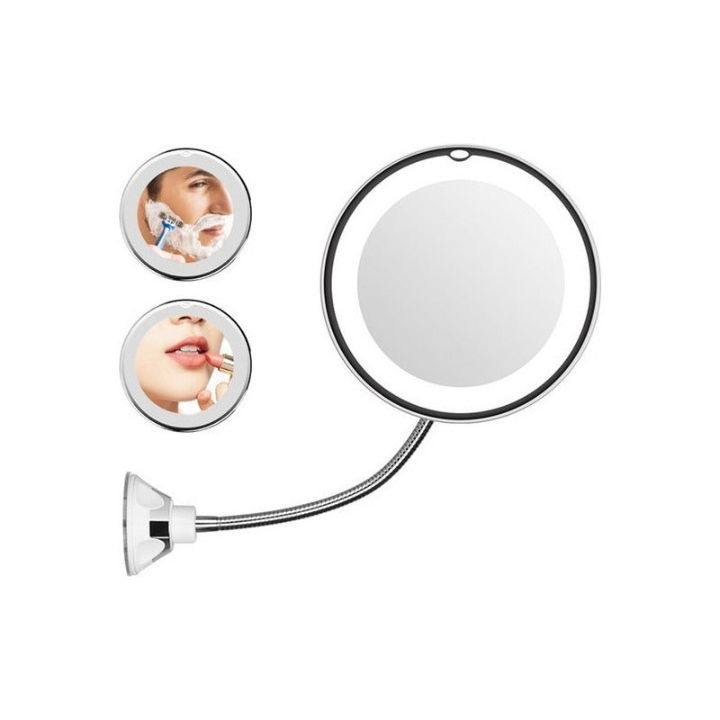 Espejo Led Brazo Flexible Maquillaje Perfecto Acerca X10 Luz Marco Blanco