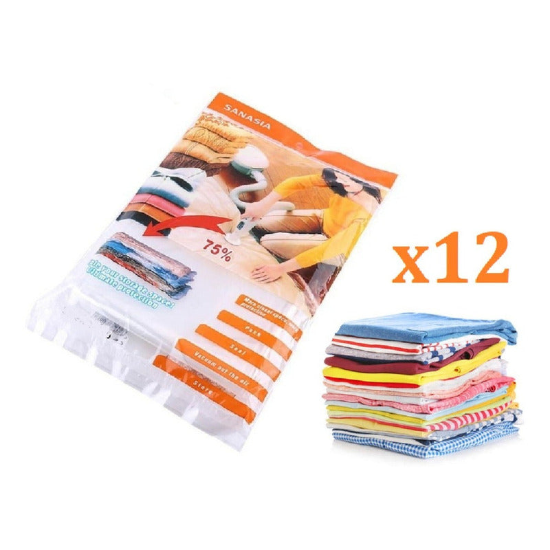 Packx12 Bolsas Al Vacio Ropa Bolsas Para Guardar Ropa 80x110