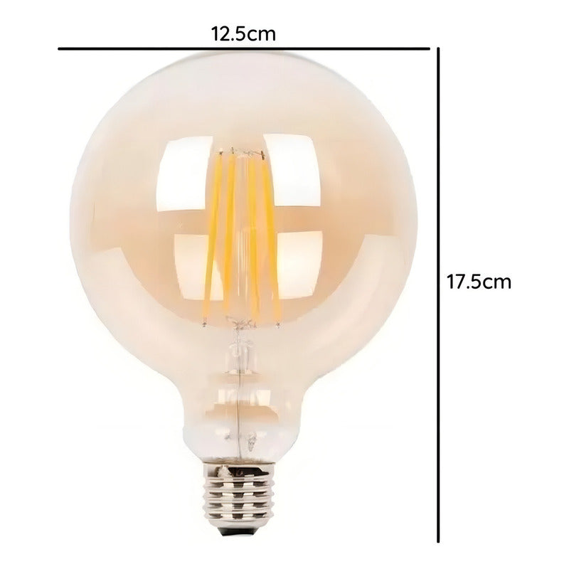 Ampolleta Led E27 Filamento Qatar Ampolletas Vintage Globo 8w G125 Blanco Cálido