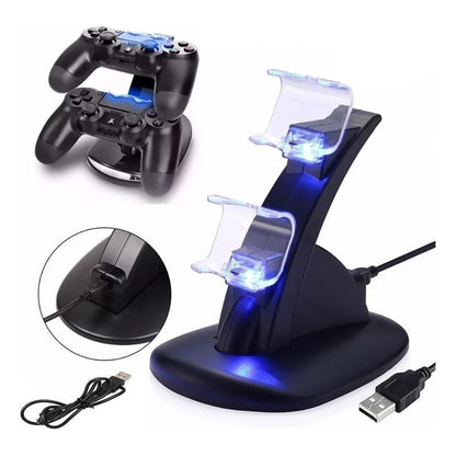 Soporte De Doble Cargador Para Mando Y Palanca Dualshock De Ps4