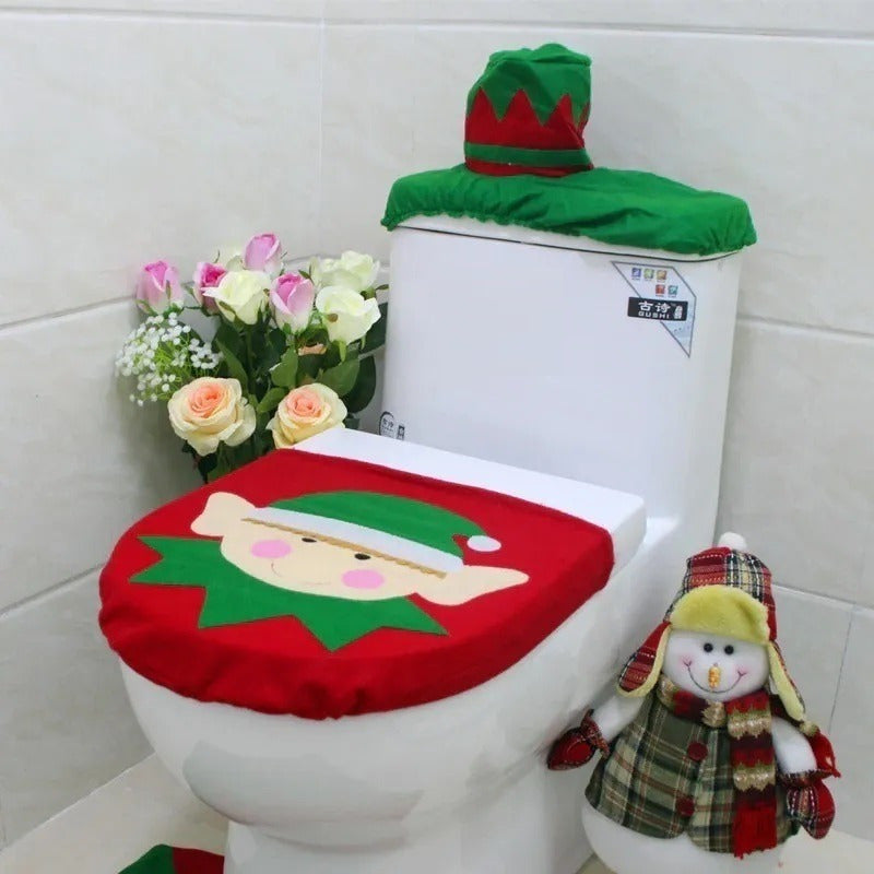 Set Fundas Baño Decoracion Cosas De Navidad Viejito Pascuero