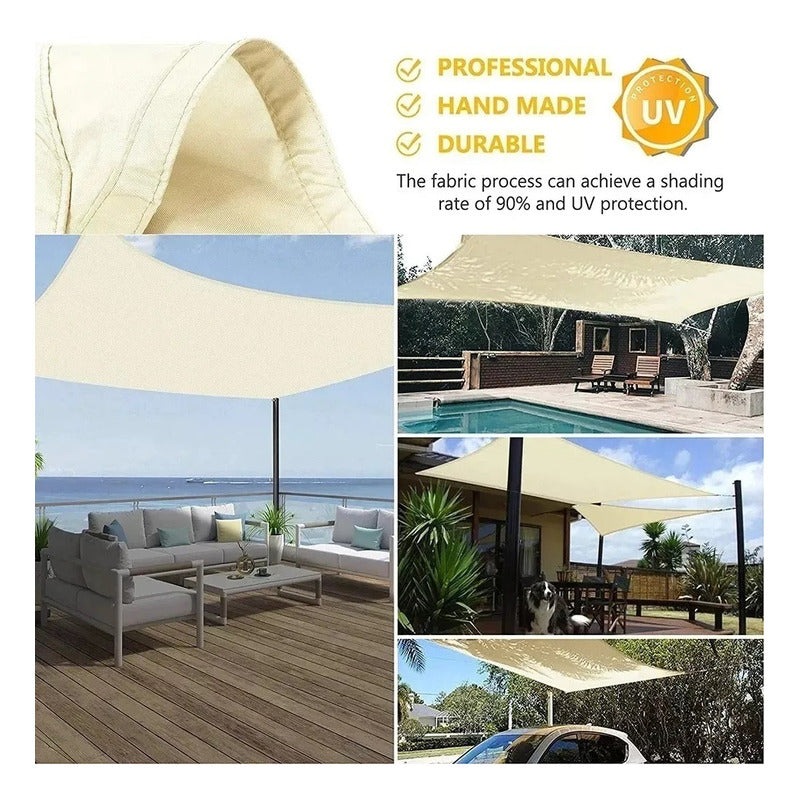 Toldo Vela Rectangular Toldo Terraza Toldos Vela 2.5m X 3.5m Qatarshop Jardin Carpa Malla Sombreadora Plegables Protector Uv Carpas De Camping Impermeable Beige