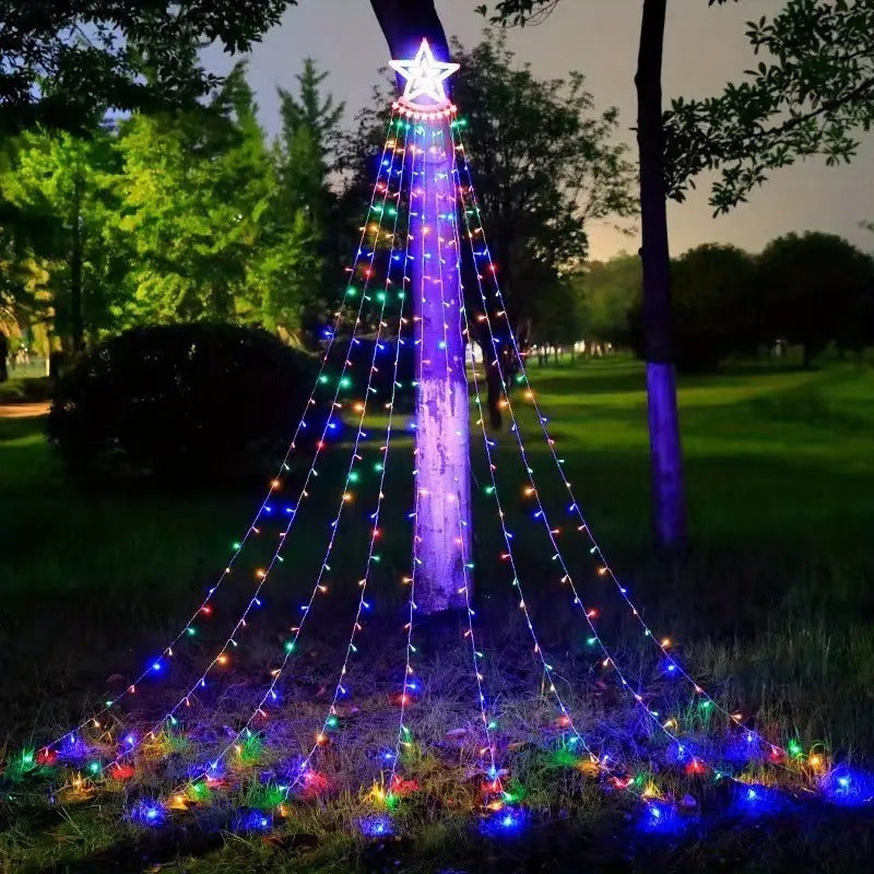 Luces Cascada Arbol Navidad Guirnalda Luz Navidad Solar Led