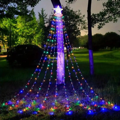 Luz Navidad Solar Led Luces Cascada Arbol Navidad Guirnalda