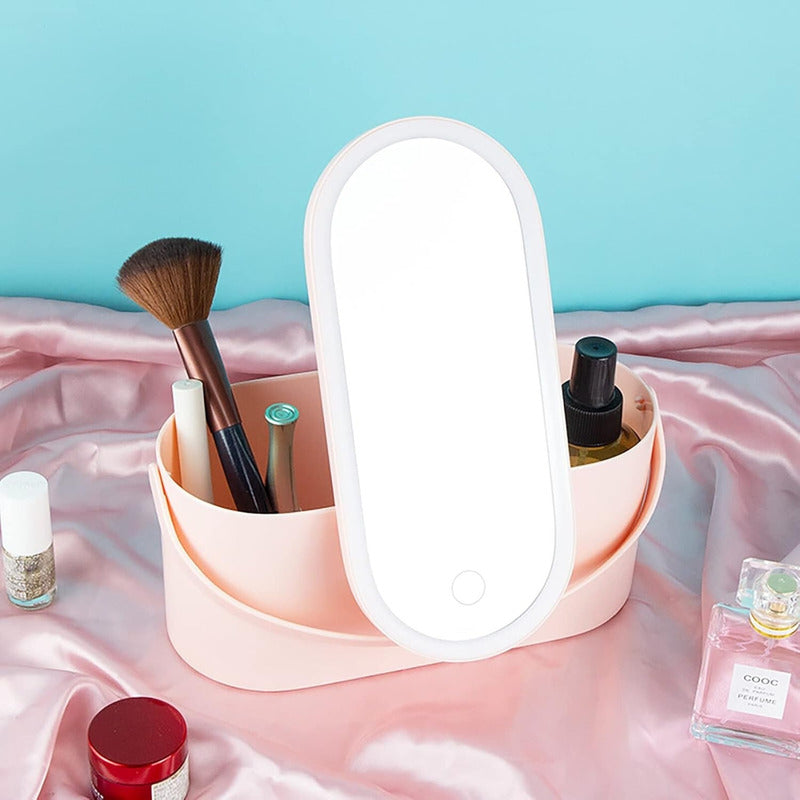 Cosmetiquero Con Espejo Led Organizador Cosmetico Maquillaje