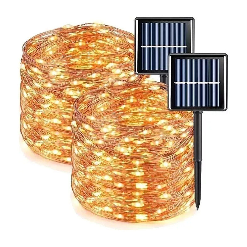 Pack X2 Luces Hada Solar Solares Luces Navidad Guirnalda 10m