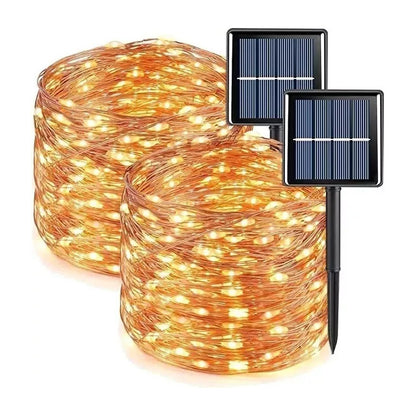 Pack 2 Luces Guirnalda Hada Solar Alambre 10 Metros 160 Led