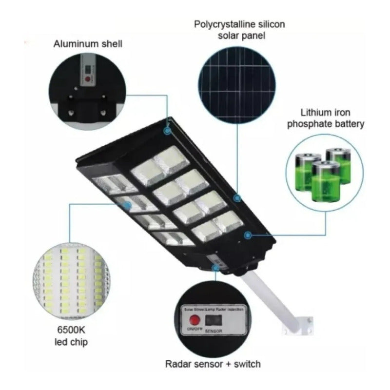 Pack X2 Foco Led Solar 600w Poste Exterior Focos Potentes