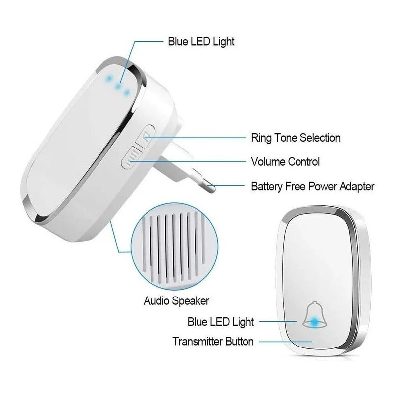 Timbre Inalambrico 300m Exterior Para Casa Impermeable