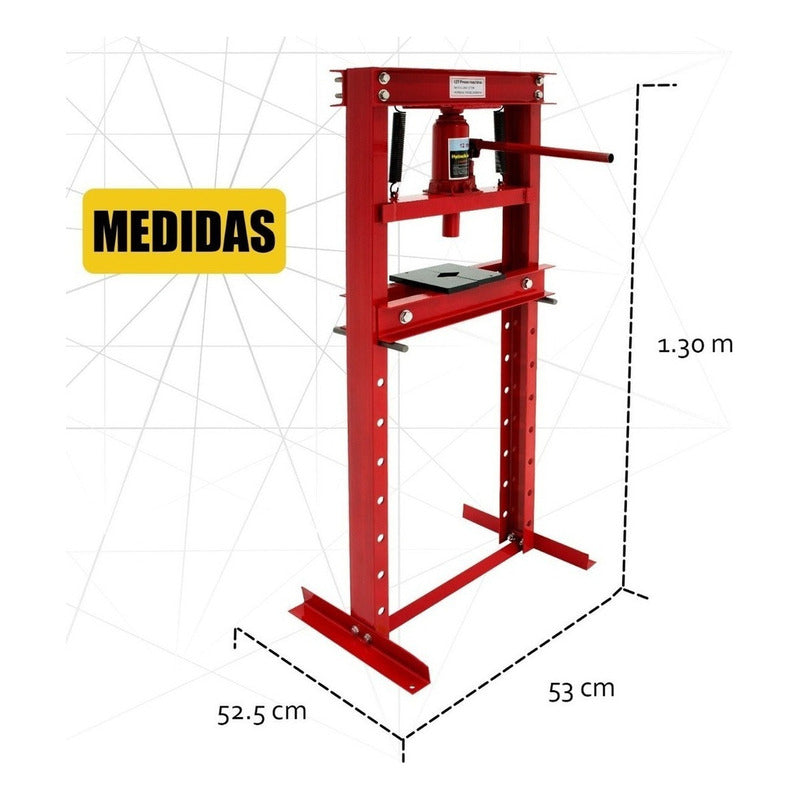 Prensa Hidraulica Gato Hidraulico Industrial 12 Ton Acero Color Rojo