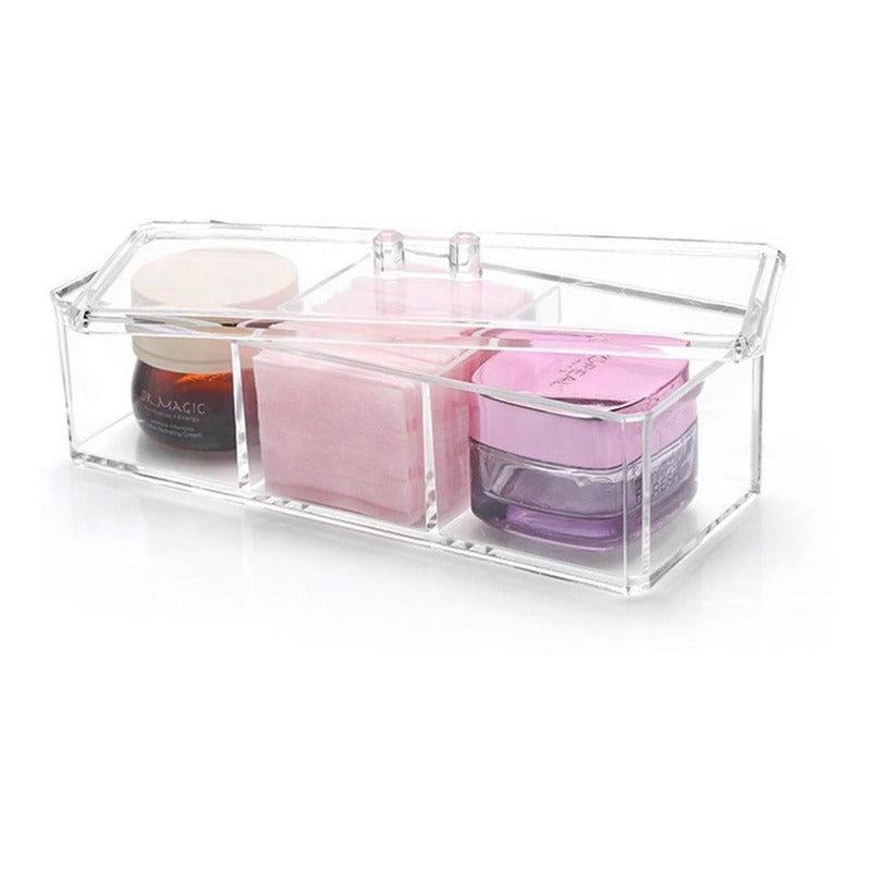 Caja Organizadora De Maquillaje De Acrílico Con 3 Separadores