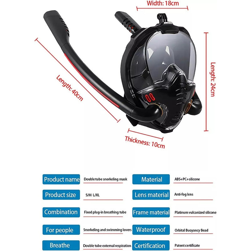 Mascara De Buceo Doble Snorkel Buceo Con Soporte Antiniebla