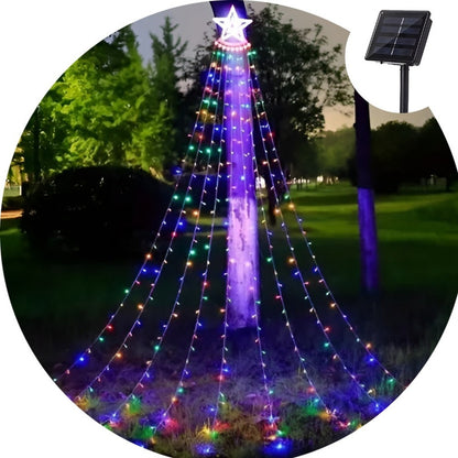 Luz Navidad Solar Led Luces Cascada Arbol Navidad Guirnalda