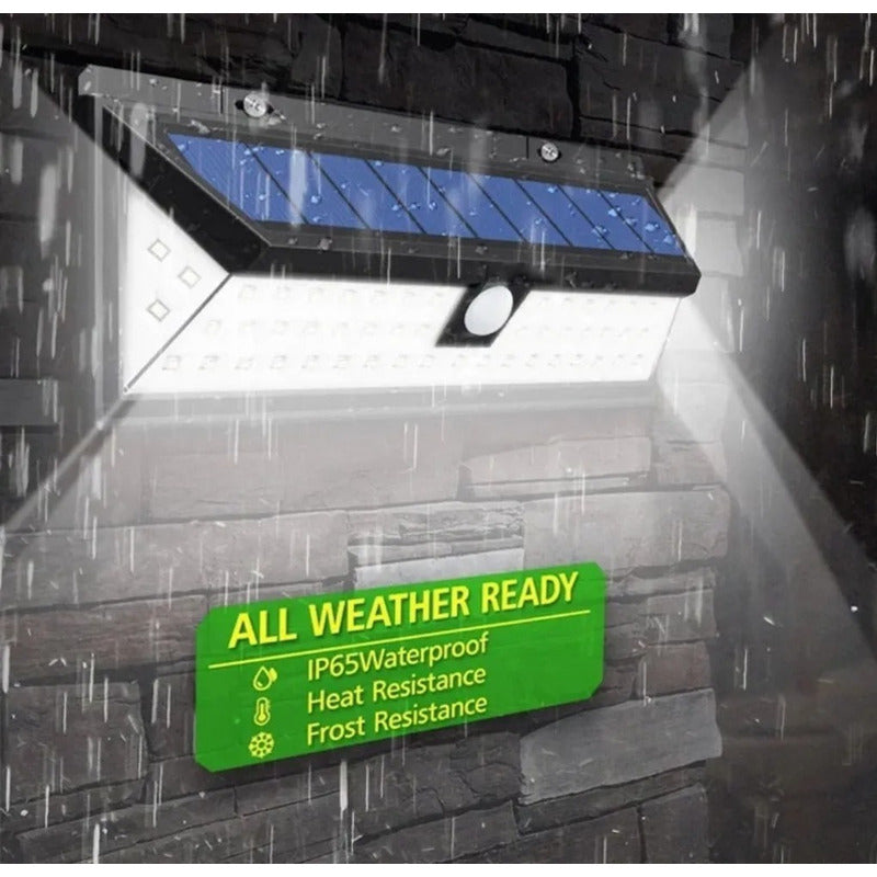 Foco Solar 190 Led Recargable Con Sensor Movimiento Y Baliza Carcasa Negro