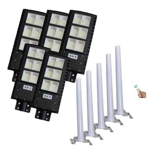 Pack X5 Foco Led Solar 200w Poste Exterior Panel Iluminacion