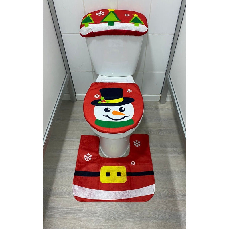 Set Fundas Baño Decoracion Cosas De Navidad Viejito Pascuero