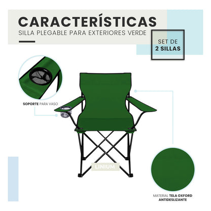 Set 2 Silla Plegable De Playa Campo Para Camping Portatil