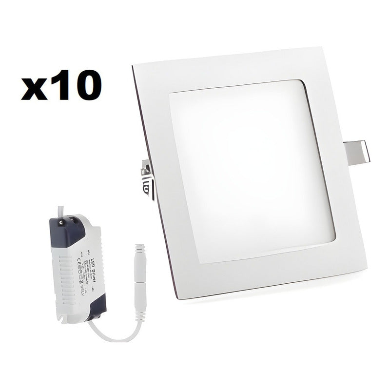 Pack X10 Foco Plafon Techo Lampara Cocina Led Embutidos 18w