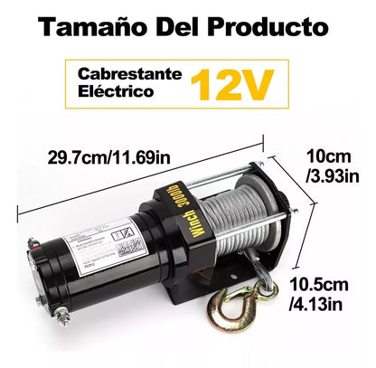 Winche eléctrico 12v 3000 Lbs