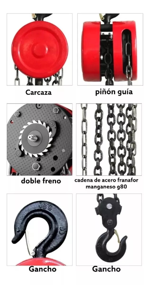 Tecle con cadena 2.5M de 1 tonelada