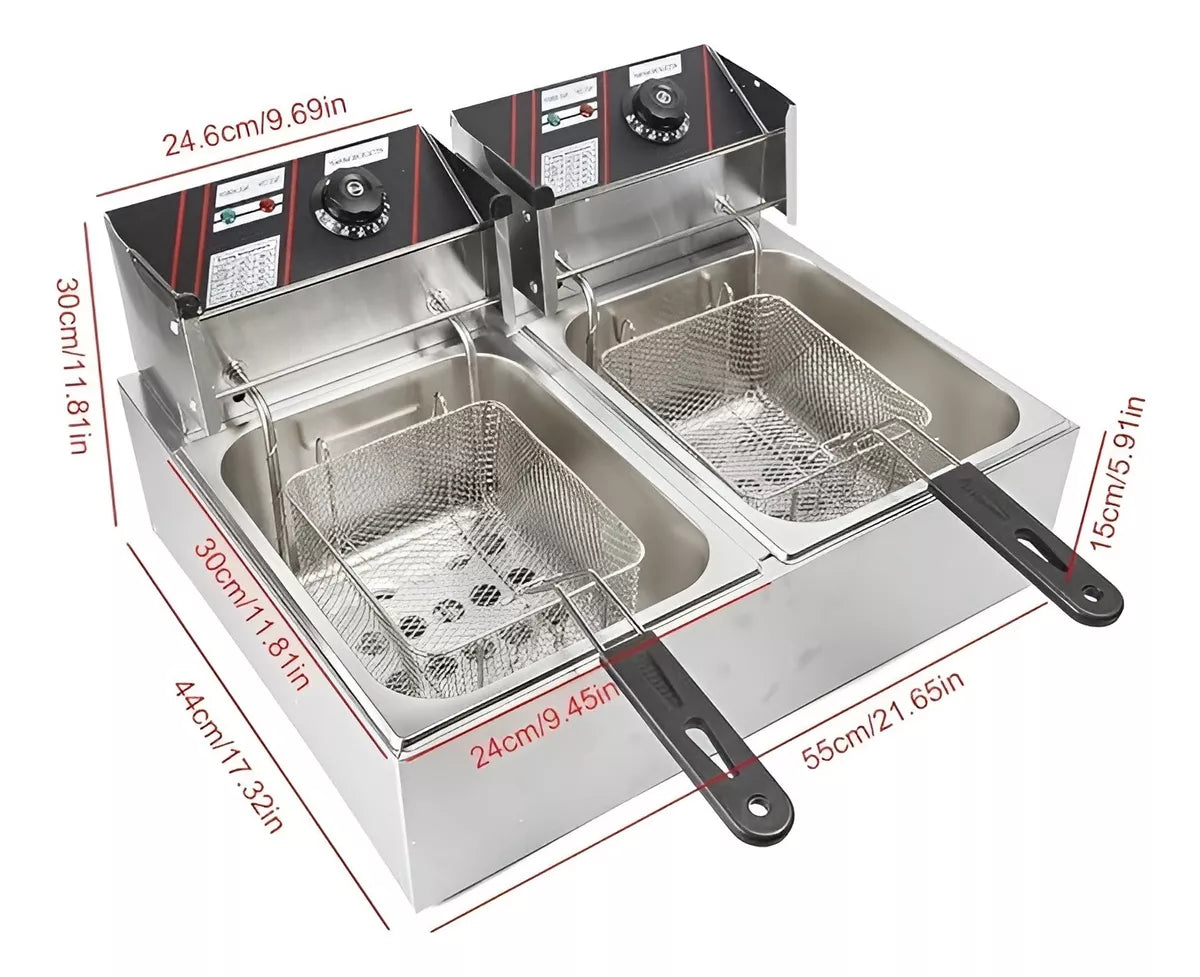 Freidora doble eléctrica 12 litros
