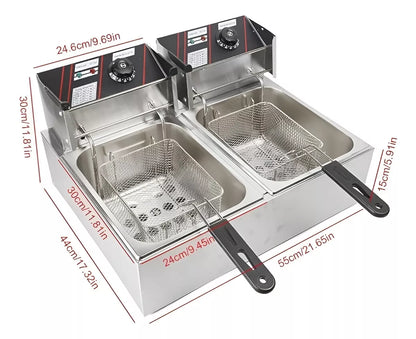 Freidora doble eléctrica 12 litros