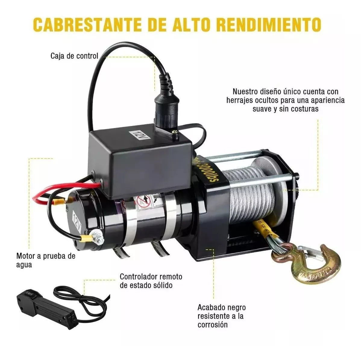 Winche eléctrico 12v 3000 Lbs