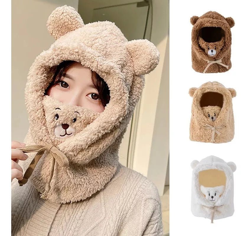 Gorro con bufanda de oso